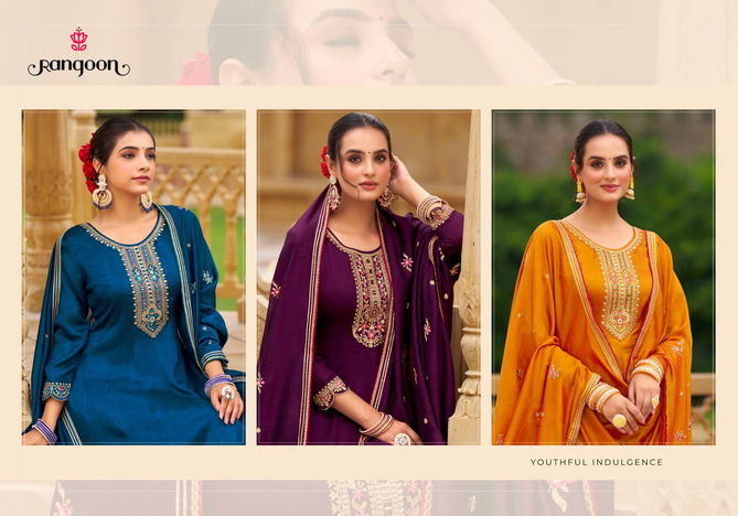 Rihaana Vol 2 By Rangoon Silk Fancy Work Designer Kurti With Bottom Dupatta Wholesale Shop In Surat